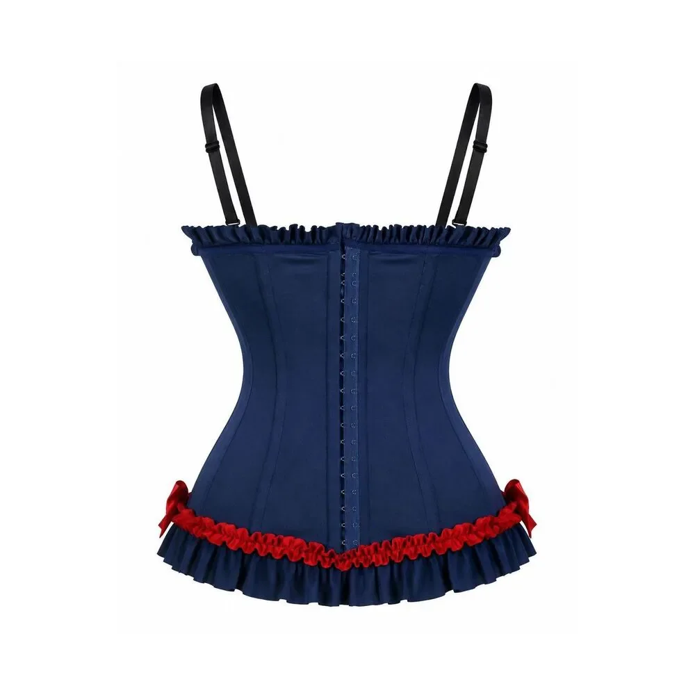 PRE-ORDER Lavish Navy/Red/White Stretch Lycra Bustier Corset with Underwire Cups